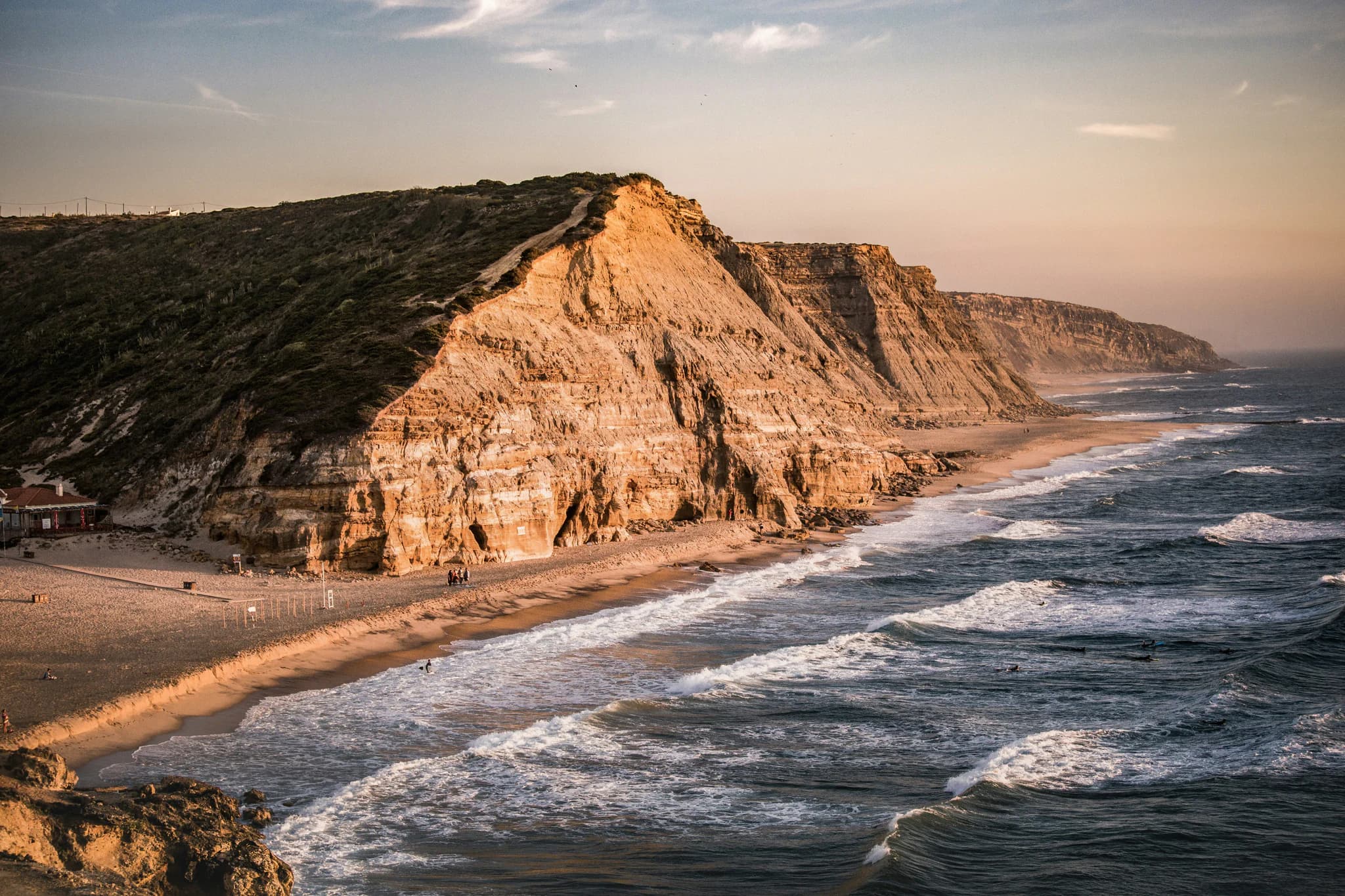 Cliffs and shoreline at Praia de São Julião near Ericeira