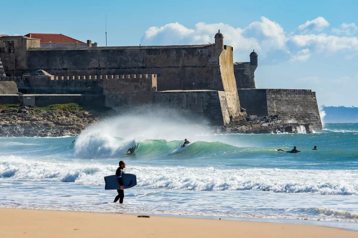 Surf at Praia de Carcavelos near Lisbon