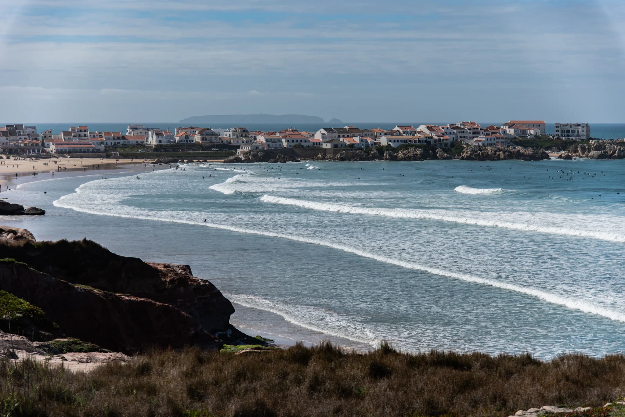 Waves and shoreline at Baleal Norte in Peniche